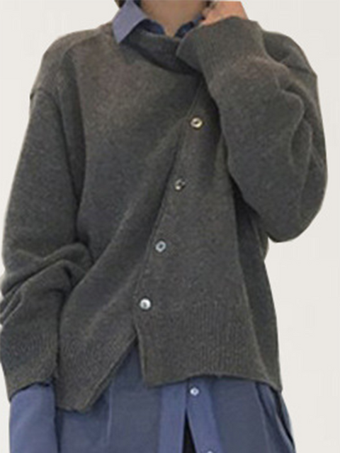 Women's Irregular Button Cardigan Sweater