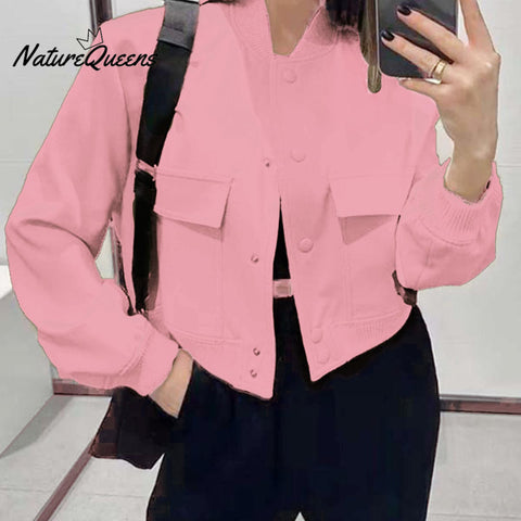 Women's Solid Color Casual Retro Loose Pocket Long Sleeve Suit Coat