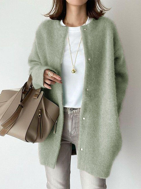 Button Loose Sweater Jacket