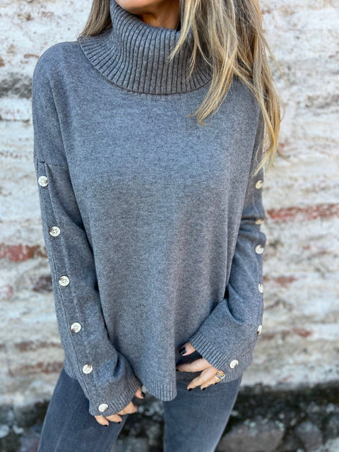 Turtleneck Button Sweater