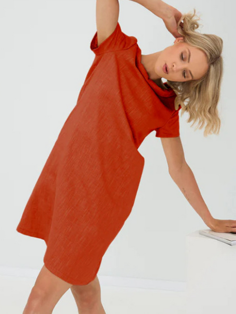 Retro Swing Collar Bowknot Cotton and Linen Dress
