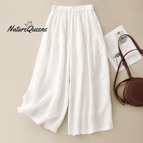 Women's  Pleated Straight Nine-point Casual Pants