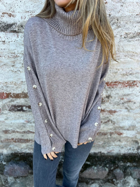 Turtleneck Button Sweater