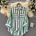Vertical striped multicolor shirt jacket