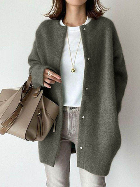 Button Loose Sweater Jacket