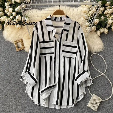 Vertical striped multicolor shirt jacket