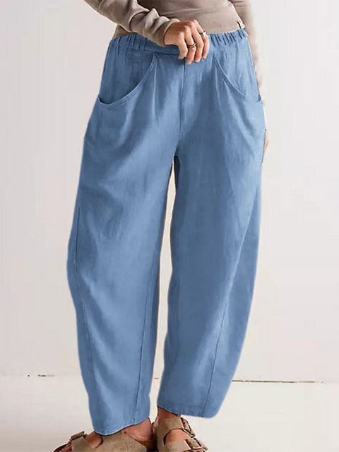 Women's Pocket Cotton and Linen Pants