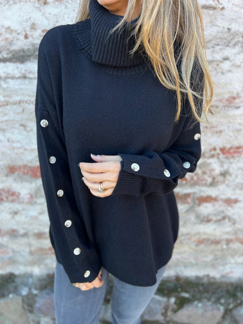 Turtleneck Button Sweater