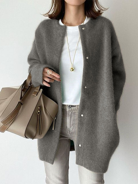 Button Loose Sweater Jacket