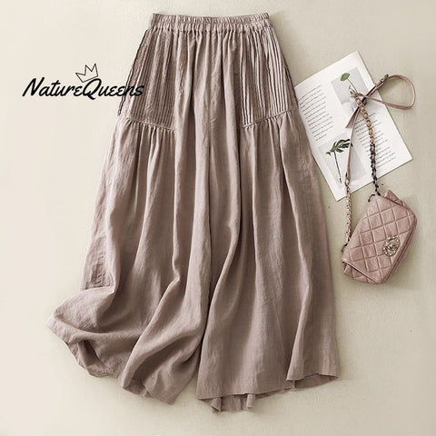 Women's  Pleated Straight Nine-point Casual Pants