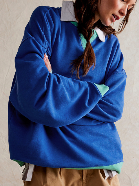 Women's Casual Contrast Color Long-sleeved Sweatshirt