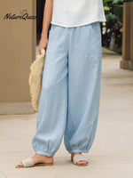 100% Linen Broad Elastic Waistband Pants TALIA
