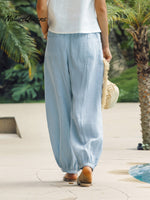 100% Linen Broad Elastic Waistband Pants TALIA