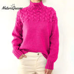 Women’s Braided High-Neck Warm Knit Sweater