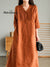 Women's Solid Color Loose Stylish Casual V-neck Long Dress