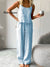 Women's Solid Color Casual Loose Elegant Stylish Sleeveless Top Pants Two Piece Suit