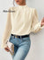 Women's Stylish Fashionable Mid-neck Patchwork Chiffon Long-sleeved Top Shirt