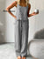 Women's Solid Color Casual Loose Elegant Stylish Sleeveless Top Pants Two Piece Suit