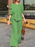 Women's Solid Color Casual Loose Stylish Top Pants Two Piece Suit