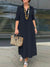 Women's Solid Color Loose Stylish Casual Lapel Long Dress
