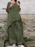 Women's Solid Color Casual Elegant Stylish Irregular hem Skirt Loose Pants Two Piece Suit