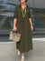 Women's Solid Color Loose Stylish Casual Lapel Long Dress