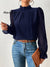 Women's Stylish Fashionable Mid-neck Patchwork Chiffon Long-sleeved Top Shirt