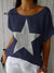 Women's Lovely Pentacle Art Print Loose Stylish Cotton And Linen Top T-shirt