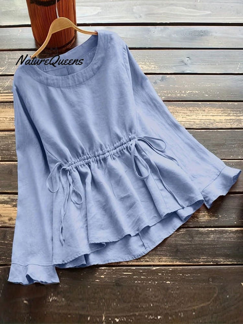 Women's Solid Color Stylish Loose Casual Cotton And Linen Shirt