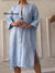 Women's Loose Stylish Solid Color Round Neck Button Cotton Linen Long Dress