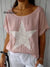 Women's Lovely Pentacle Art Print Loose Stylish Cotton And Linen Top T-shirt