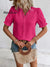 Women's Stylish Fashionable Vertical Striped Lace V-neck Puff Short-sleeved Shirt