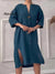 Women's Loose Stylish Solid Color Round Neck Button Cotton Linen Long Dress