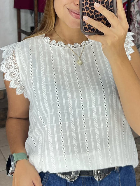 Women's Lace Fly Sleeve Shirt Top