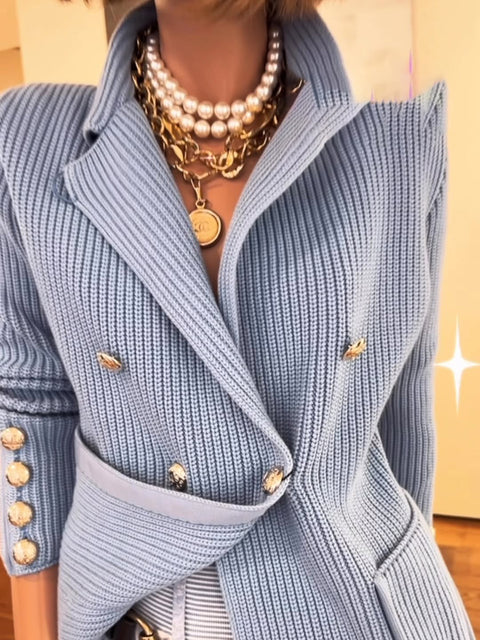 Metal Button Knitted Sweater Jacket