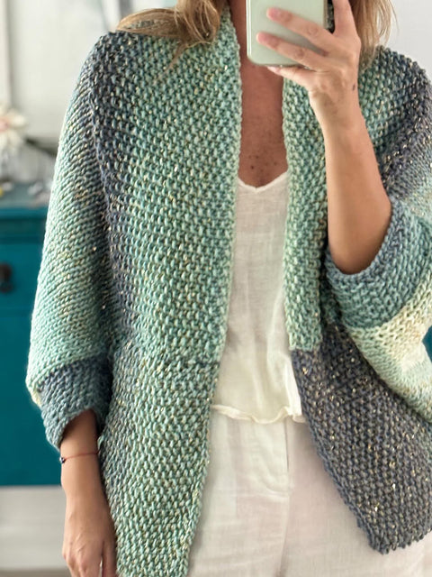 Rainbow Striped Knit Cardigan Sweater