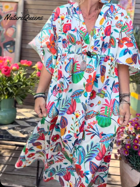 Loose and Comfortable Floral Print Cotton Dress