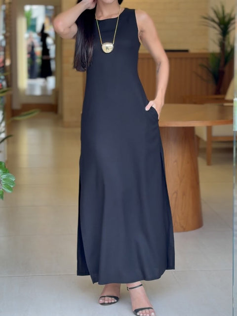 Women's Waist Tie Linen Dress