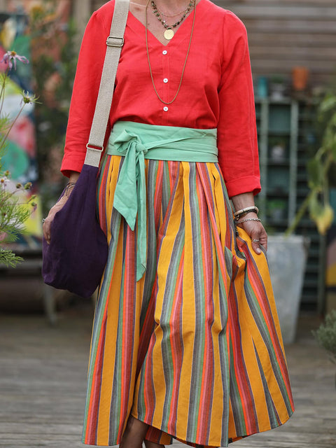 Mathilde Draped Linen Wide-leg Trousers