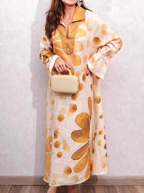 Romantic Floral Print Loose Maxi Dress