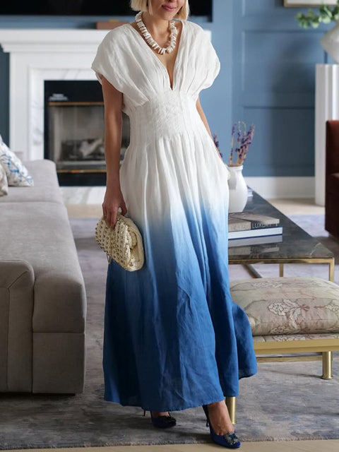 Ombre Dip-Dyed Toby Linen Dress