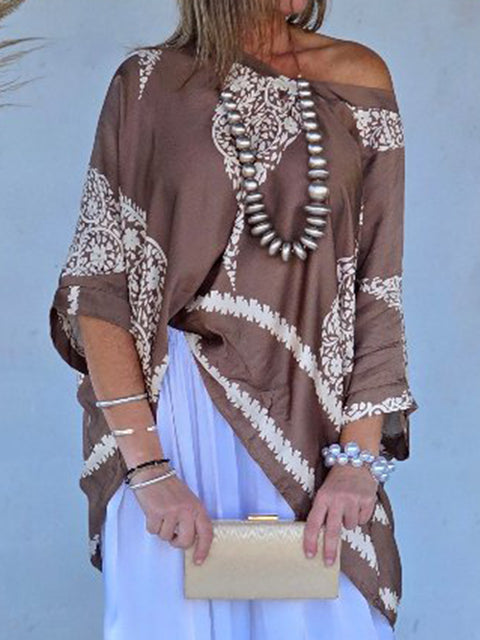 Bohemian Paisley Print Satin Loose Top and Pants