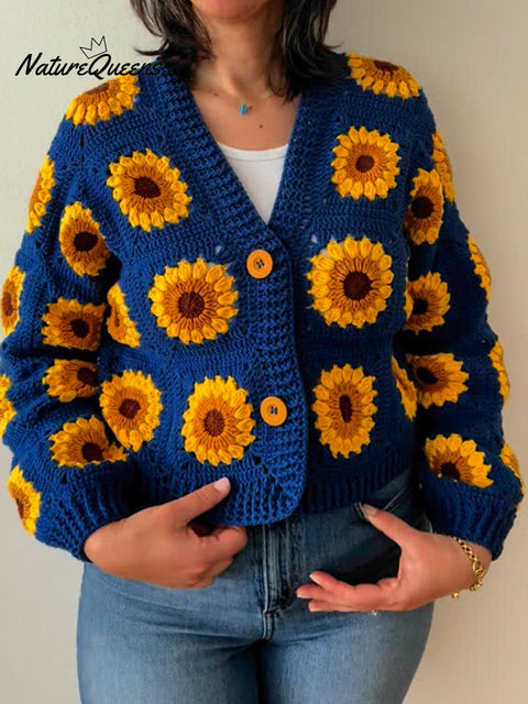 Sunflower Crochet Cardigan Sweater