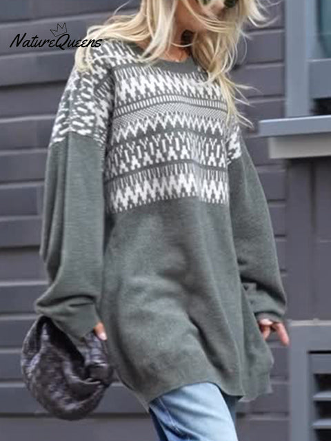 Oversize Aztec Print Sweater