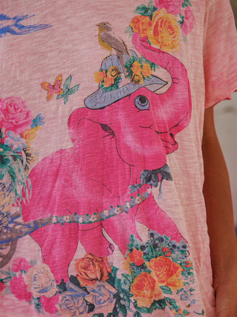Nature Love Animals Elephant Print T-shirt