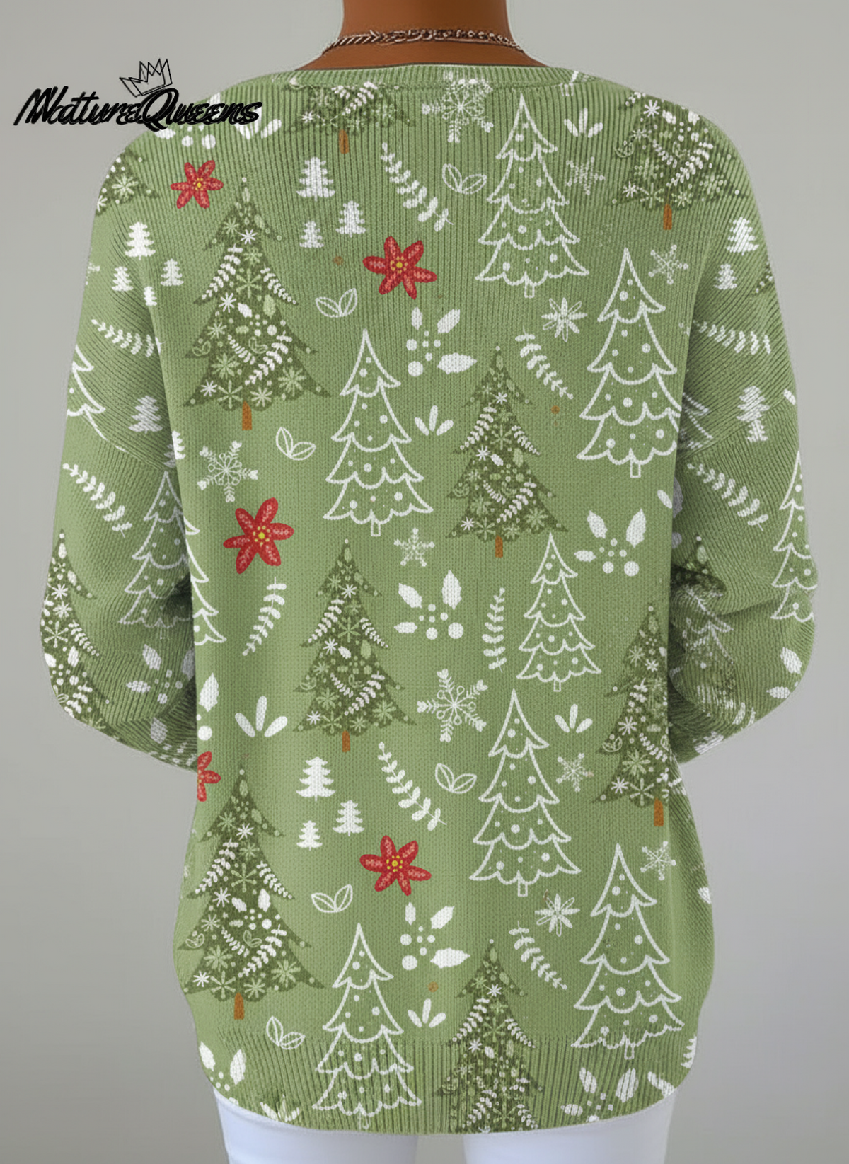 Women's Lovely Christmas Tree Pattern Art Print Casual Pullover Sweater