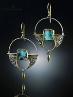Bullet Head Inlaid Blue Ore Earrings