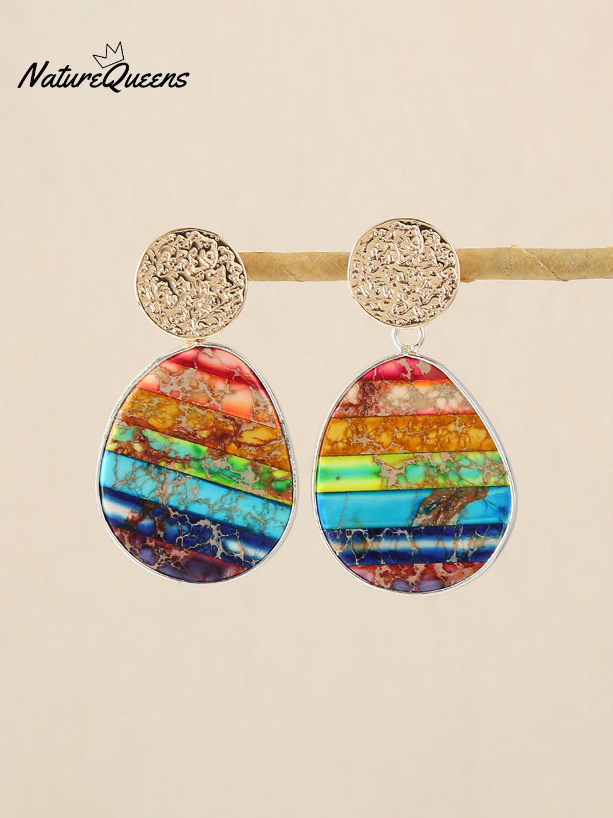 Women's Oval Multicolor Stone Earrings
