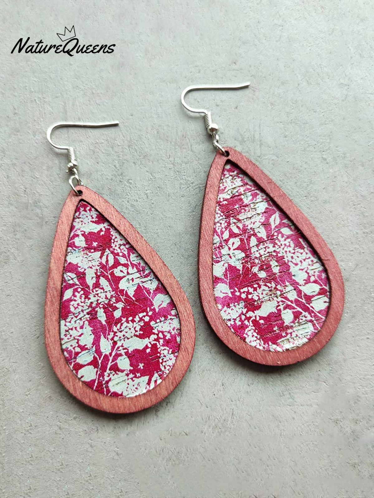 Women's Bohemian Print Thanksgiving Tear Drop Cork Earrings