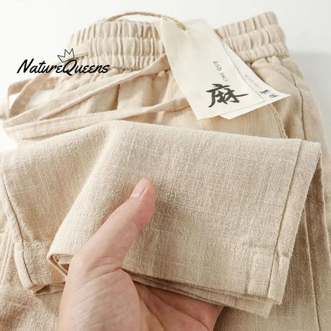 Women's Breathable Elastic Pocket Lazy Casual Cotton And Linen Loose Pants